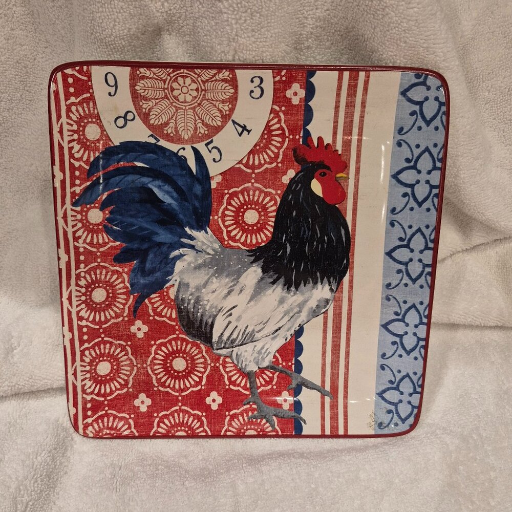 Americana Rooster Square Salad / Dessert Plate